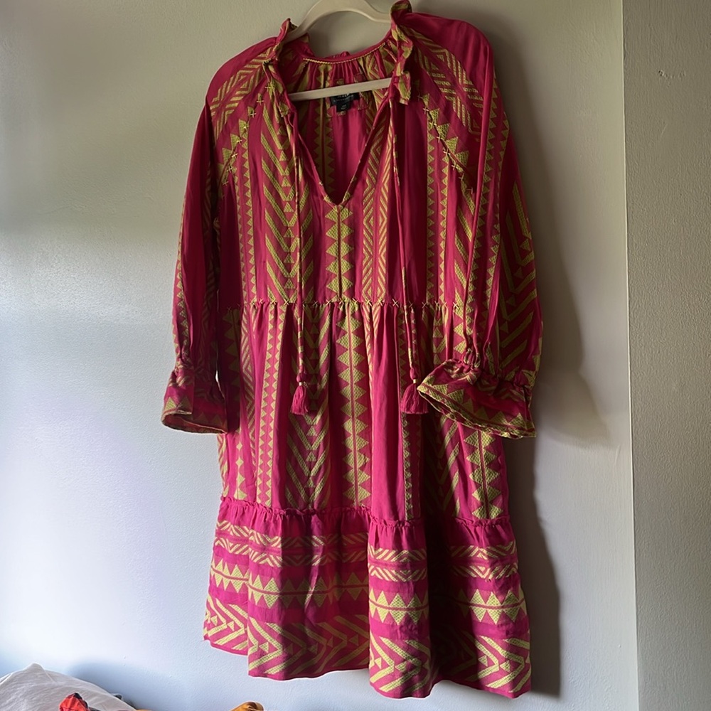 Maeve Pink and citron Long Sleeve Dress 🌸🍋‍🟩